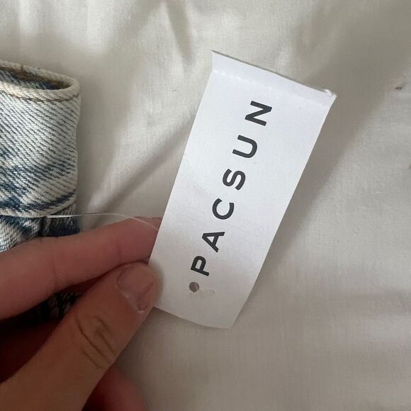 PacSun Light Indigo Ripped High Waisted Relaxed Jorts Waist 25 - Picture 6 of 12